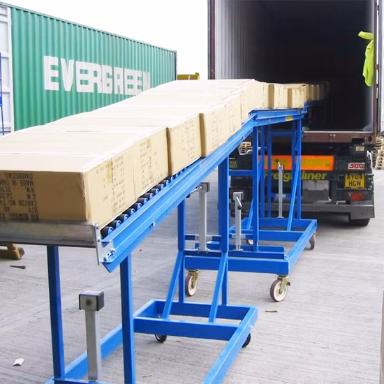 Système de convoyeur à rouleaux de déchargement par gravité télescopique